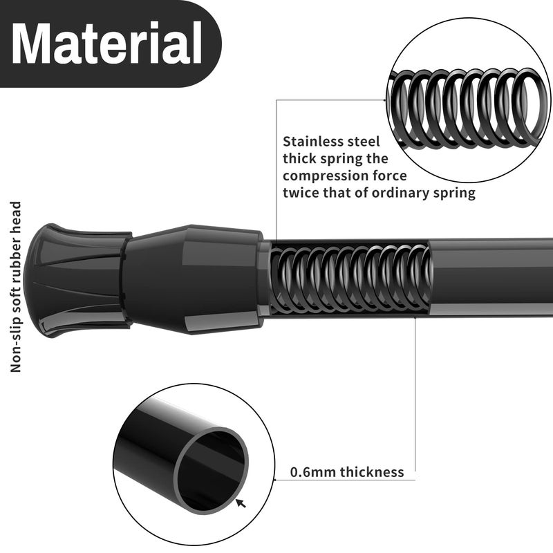 kimwason 6Pcs Tension Rod Tier Window Short Curtain Rod,15.7 to 28inch,black,small Short Expandable Spring Loaded Curtain Tension Rods for Cupboard,kitchenï¼Œsmall Window - Image 3